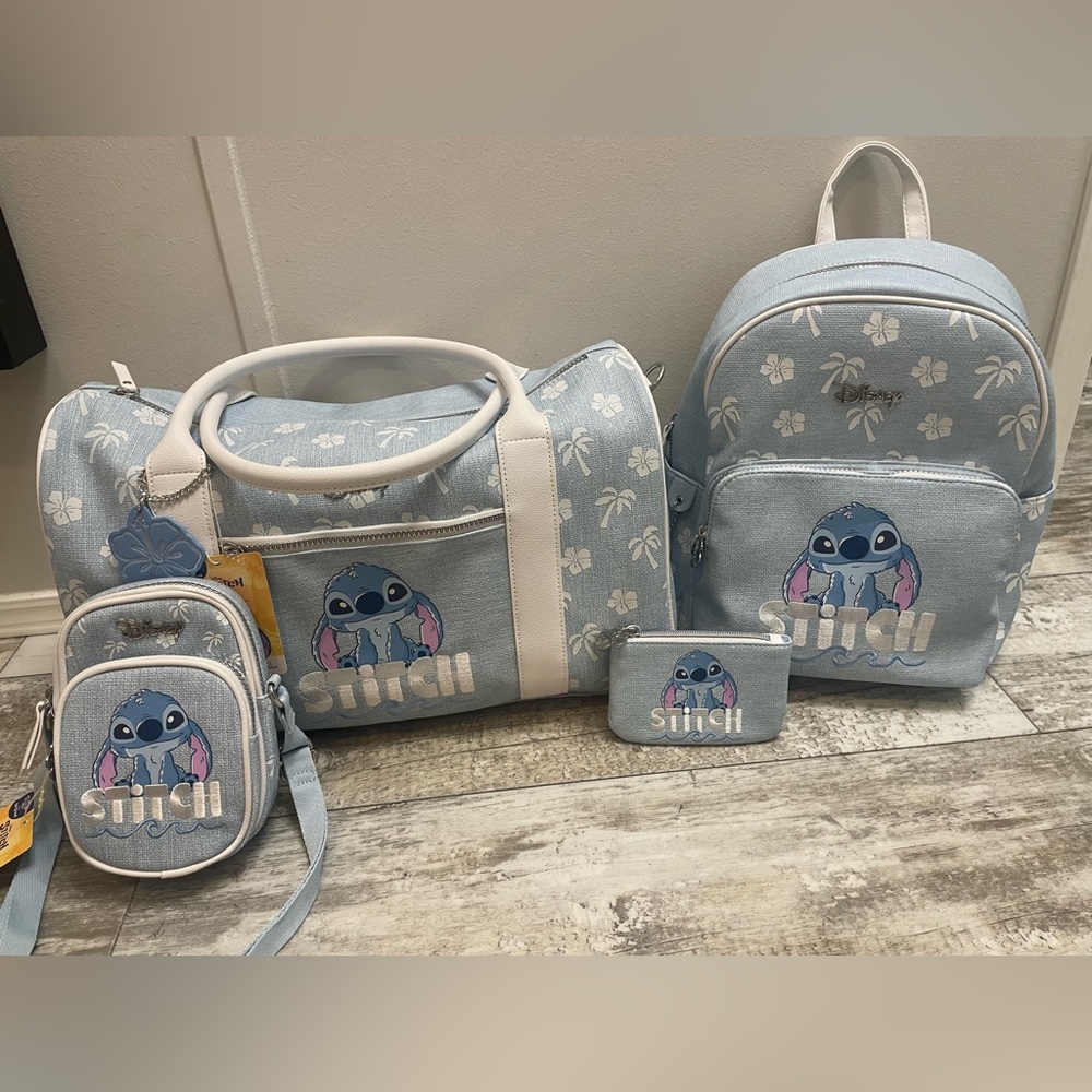 NWT Stitch weekender bag, backpack, phone crossbody bag and mini wallet